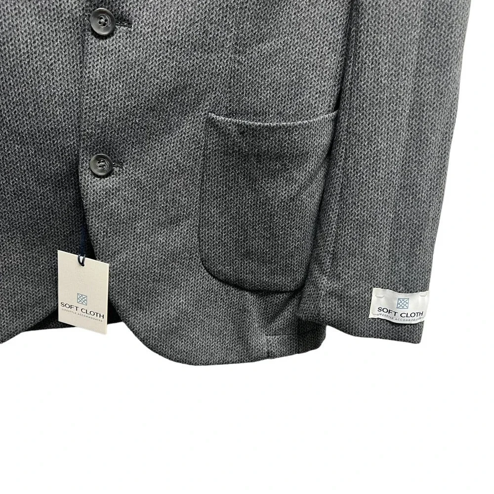 Soft Cloth Herringbone Two-Button Blazer‎ Grey
